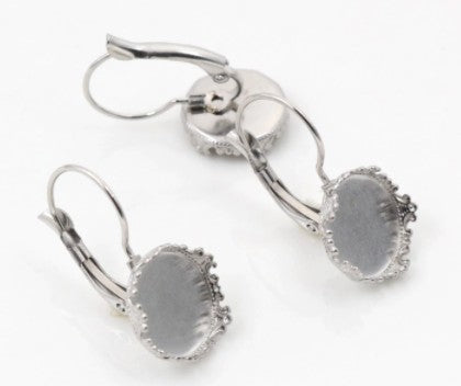 12mm Leverback Lace Edge Earrings with Loop - 2 pairs
