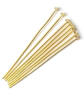 Gold Flat Head Pins 40mm 50 pieces