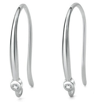  925 Sterling Silver French Hook Earrings with crystal