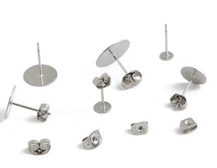 6mm Stainless Steel Silver Earring Stud 100 pieces
