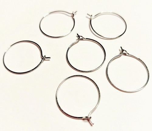 20mm Silver Round Earrings 20 Pieces