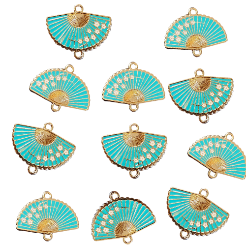 Blue Chinese Fan charm