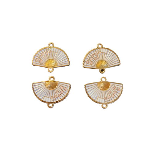 White Chinese Fan charm