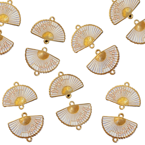 White Chinese Fan charm