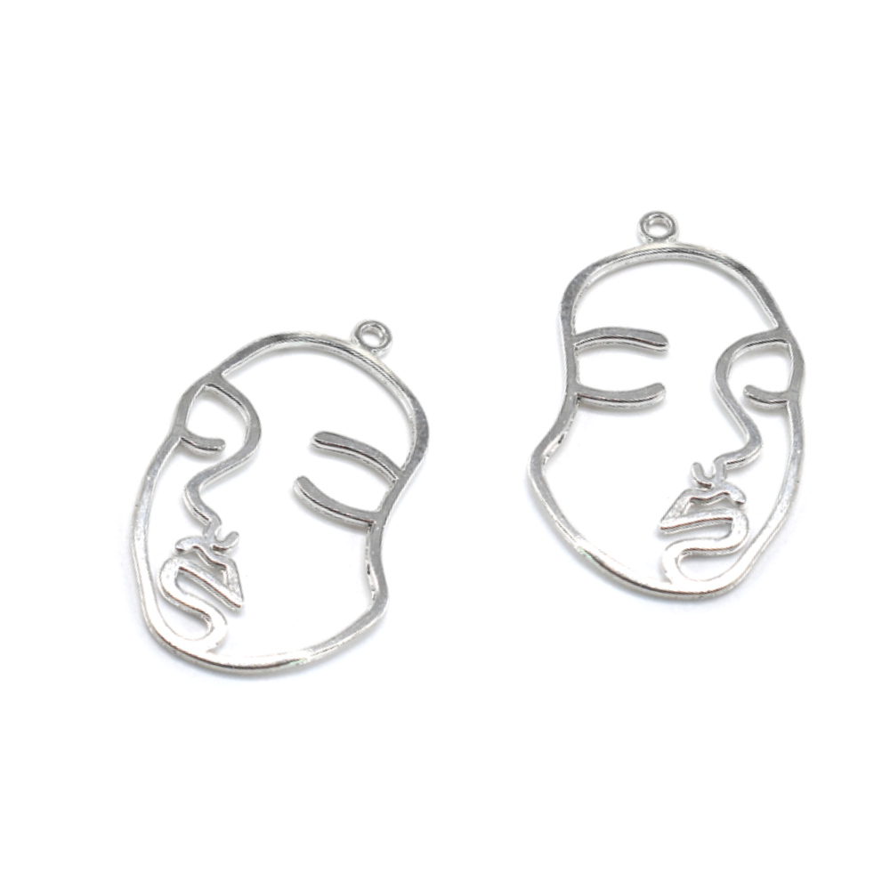 Silver face online earrings