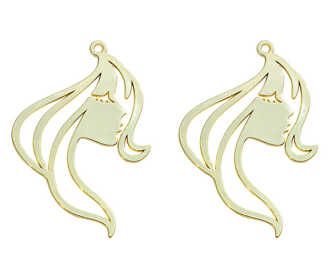 Gold women face with hair charm 4 Pieces