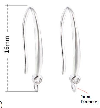  925 Sterling Silver French Hook Earrings with crystal