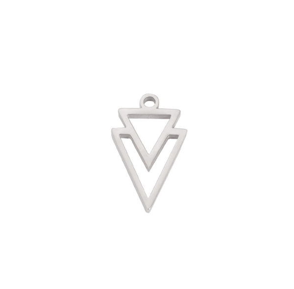Silver Double Triangle Charm set of 6